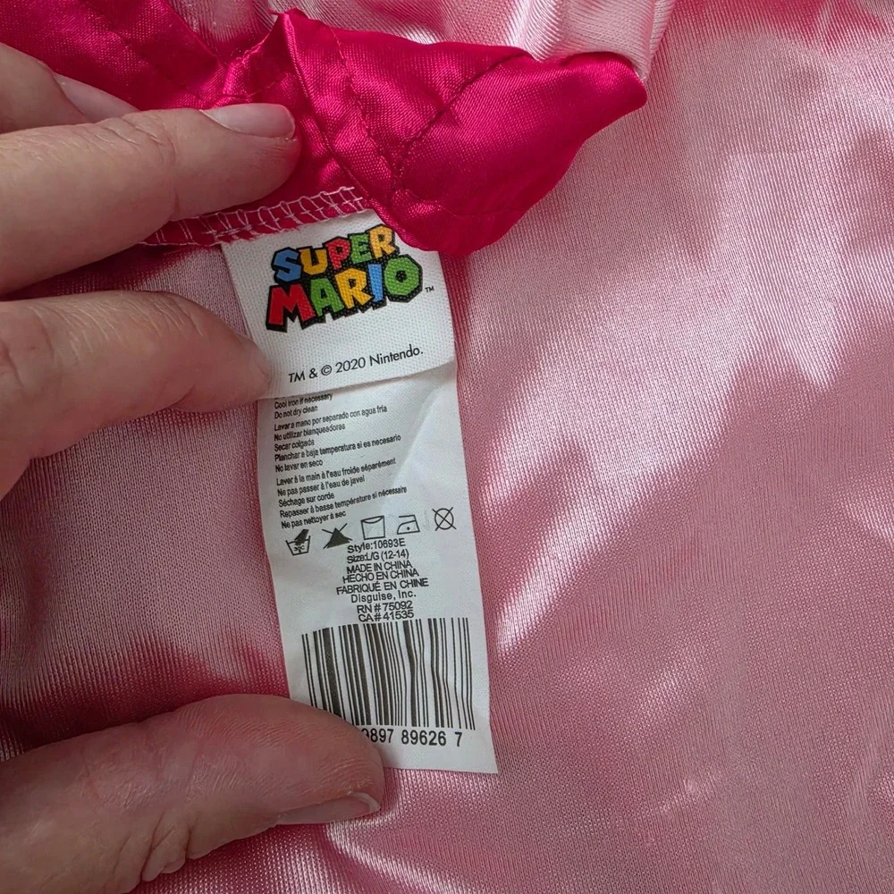 Nintendo Super Mario Princess Peach Costume Dress Pink Girls size Large 12-14